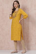 Mustard LIVA Straight Kurta image number 2